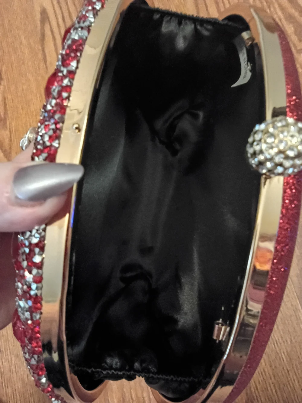 Red Crystal Beaded Oval Evening Clutch